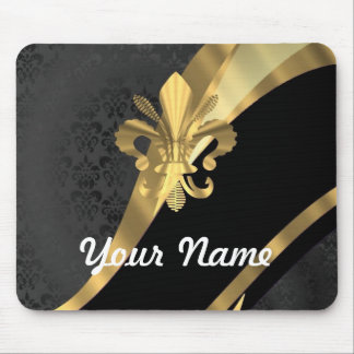 Gold fleur de lys on black mouse pad