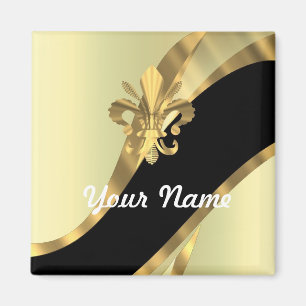 Gold fleur de lys personalised magnet