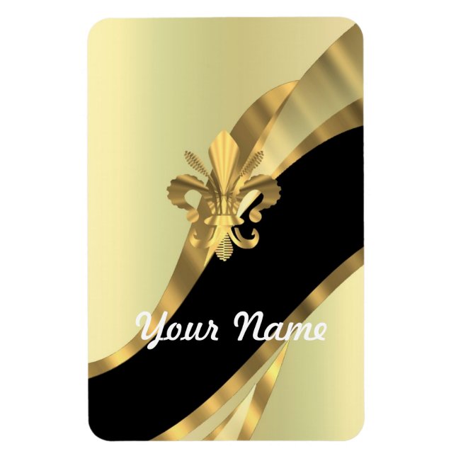 Gold fleur de lys personalised magnet (Vertical)