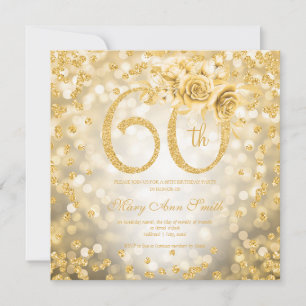 Gold Floral 60th Birthday Glam Lights