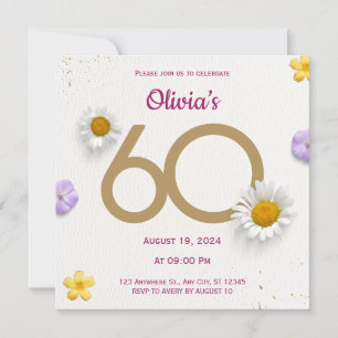 Gold Floral 60th Birthday Save the Date Card