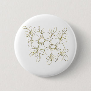 Gold Floral 6 Cm Round Badge