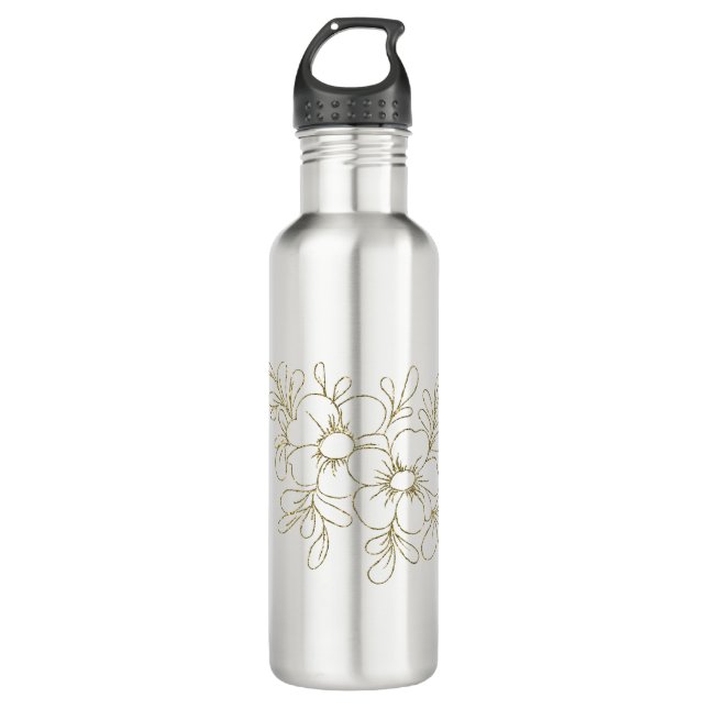 Gold Floral 710 Ml Water Bottle (Front)