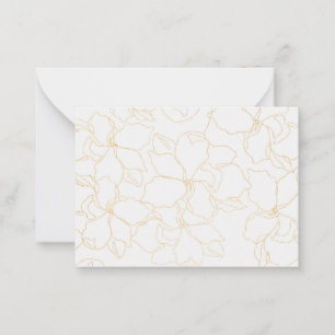 gold floral abstract line graphic on white card