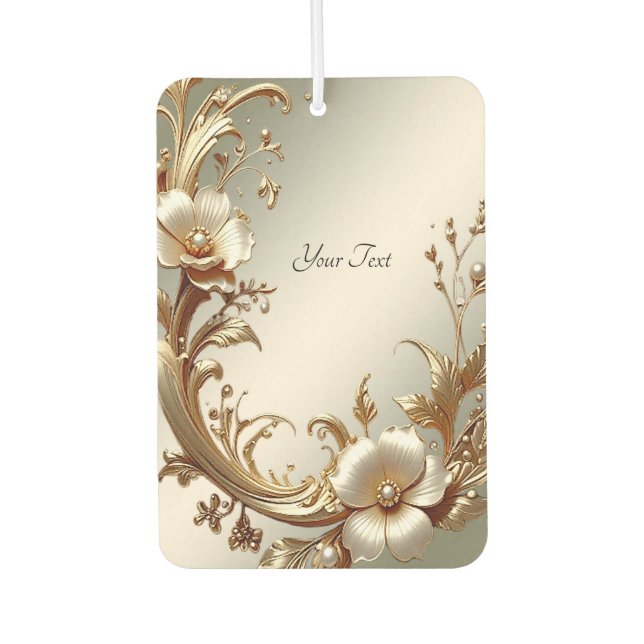 Gold Floral Air Freshener (Front)