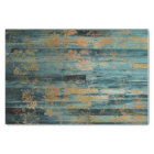 Gold Floral and Blue Rustic Wood Decoupage