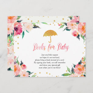 Gold Floral April shower books for baby Invitation Postcard