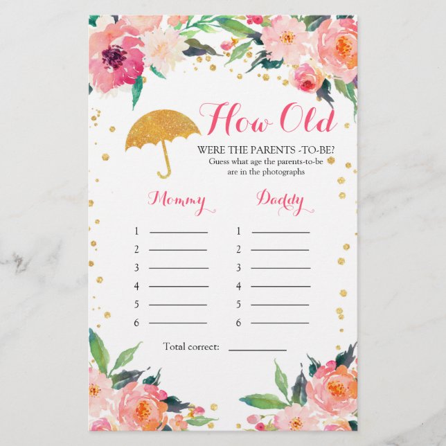 Gold Floral April Showers How Old were The Parents (Front)