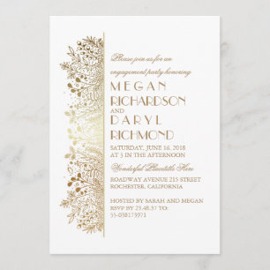 Gold Floral Baby's Breath Elegant Engagement Party Invitation