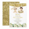 Gold Floral Baptism Fiesta Twin Invitation