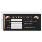 Gold Floral Black White Stripes Gift Certificate