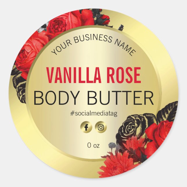 Gold Floral Body Butter Labels (Front)