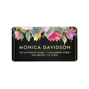 Gold Floral Border & Chalkboard   Bridal Shower Label