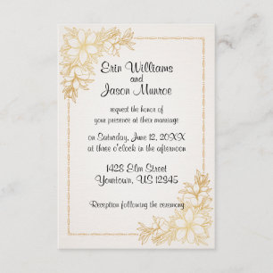 Gold Floral Border Wedding Invitation