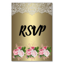 Gold Floral Bouquet Lace RSVP