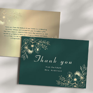 Gold Floral Bridal Shower Thank You Card