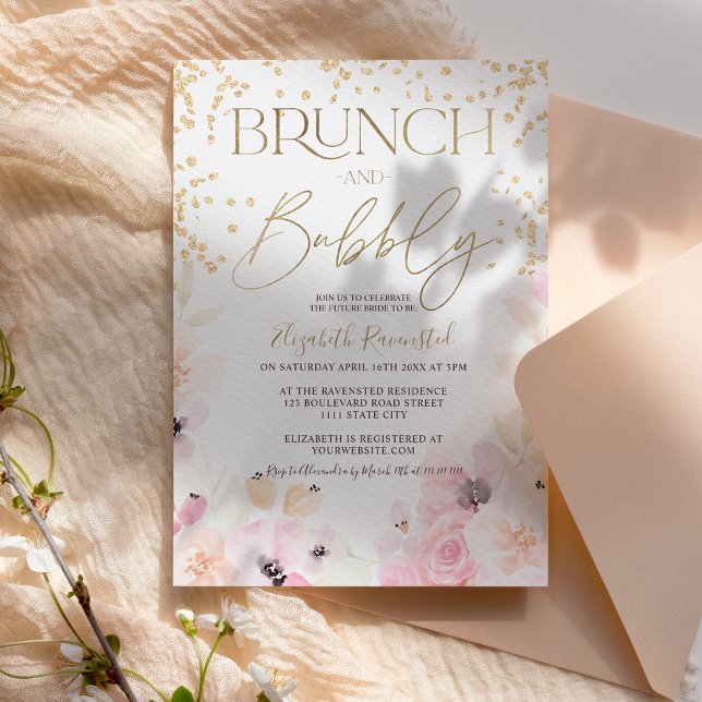 Gold floral brunch bubbly bridal shower budget (Creator Uploaded)