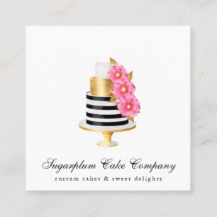 Gold & Floral  Cake & Bakery Business Card 
