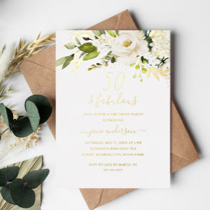 Gold Floral Champagne 50 & Fabulous Birthday 