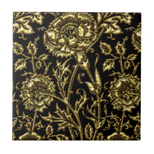 Gold Floral Chic Tile