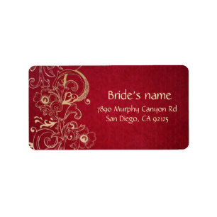 Gold Floral Christmas Address Label