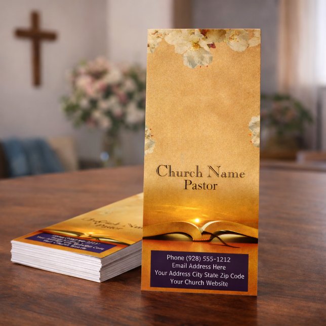 Gold Floral Church Bible Rack Card, Ministry Card (Creator Uploaded)