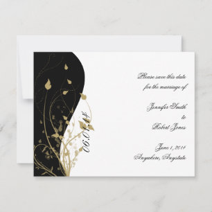 Gold Floral Curved Wedding Save the Date card