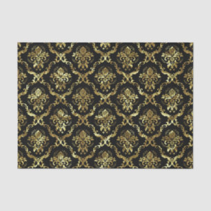 Gold Floral Damasks 3 & Custom Black Background Tissue Paper