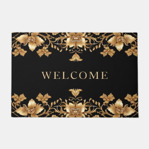 Gold Floral Doormat