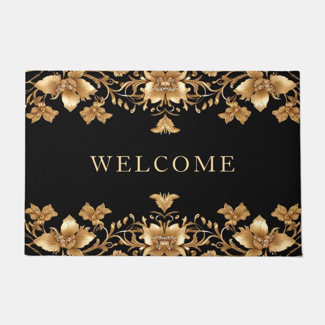 Gold Floral Doormat (Front)