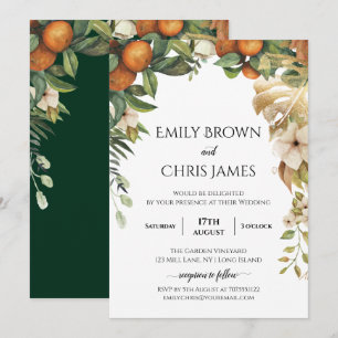 Gold Floral   Elegant Eucalyptus Greenery Wedding Invitation