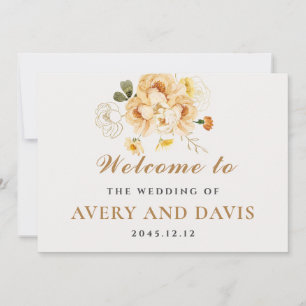 Gold & Floral Elegant Personalised Wedding Invitation