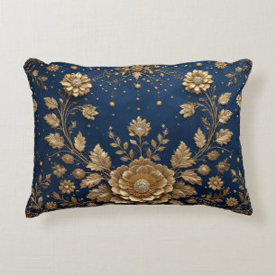 Gold Floral Embellishment Decorative Cushion