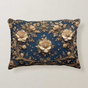 Gold Floral Embellishment Decorative Cushion