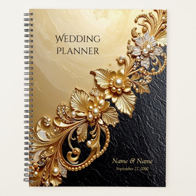 Gold Floral Embellishments Planner (Front)