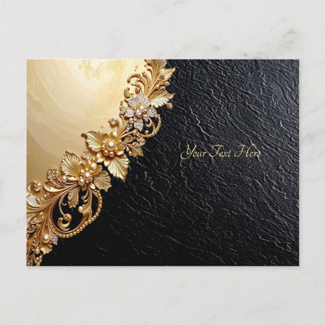 Gold Floral Embellishments Postcard (Front)
