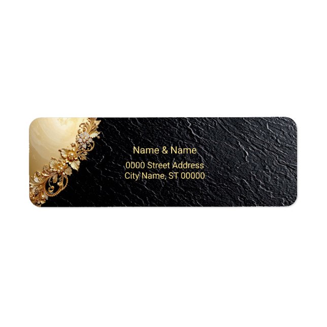 Gold Floral Embellishments Return Address Label (Front)