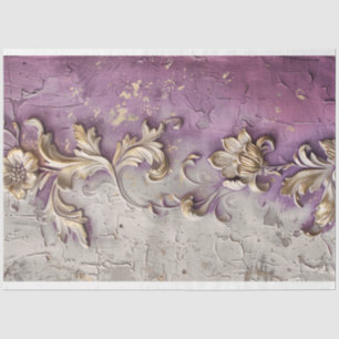 Gold Floral Embossed Effect Lavender White Rustic Tissue Paper