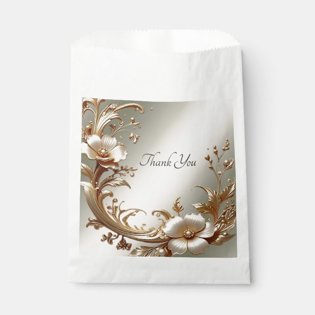 Gold Floral Favor Bag (Front)