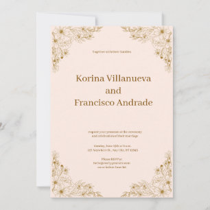Gold Floral Filipiniana Wedding Invitation