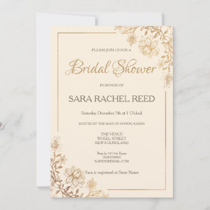 Gold Floral Flourish Bridal Shower Invitation