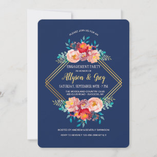 Gold Floral Frame Invitation