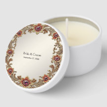 Gold Floral Frame Mini Candle Favours