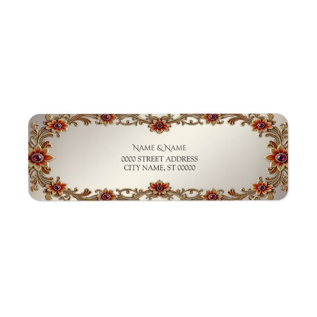 Gold Floral Frame Return Address Label (Front)