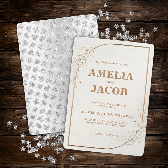 Gold Floral Frame Wedding Invitation  (Creator Uploaded)