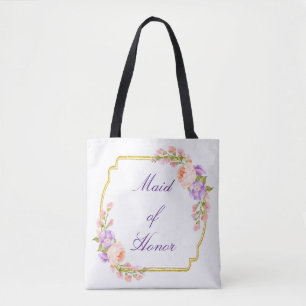 Gold Floral Frame with Custom text Tote Bag