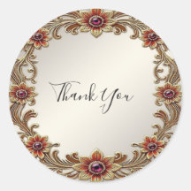 Gold Floral Frame with Red Stones Sticker