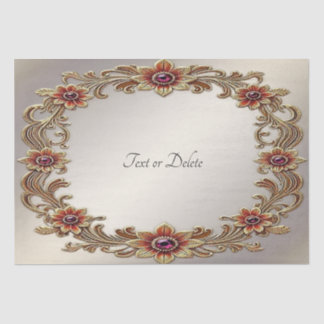 Gold Floral Frame with Red Stones Tissue Paper