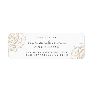 Gold Floral Future Mr Mrs Wedding Return Address Label