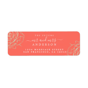 Gold Floral Future Mr Mrs Wedding Return Address Return Address Label